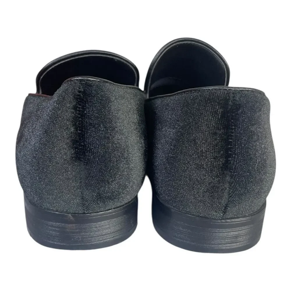 Enzo Romeo Men’s Black Velvet Slip On Dress Loafers Size 11